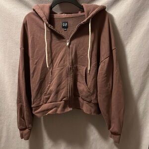 GAP Women's Tan Zip-Up Hoodie
